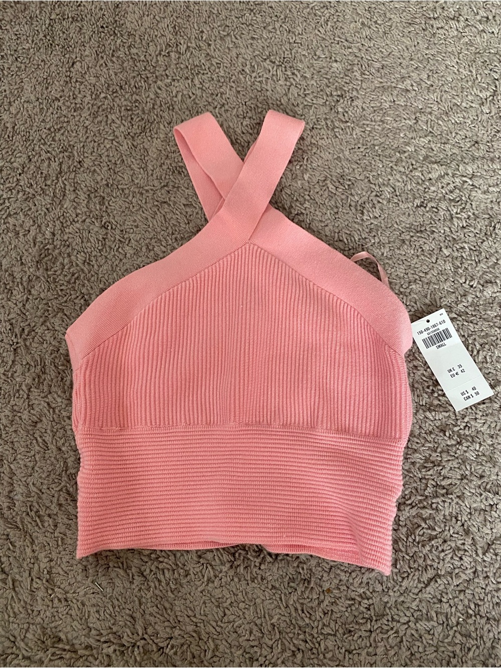 Abercrombie & Fitch Ribbed Cross-Back Crop Top - Pink Size Small